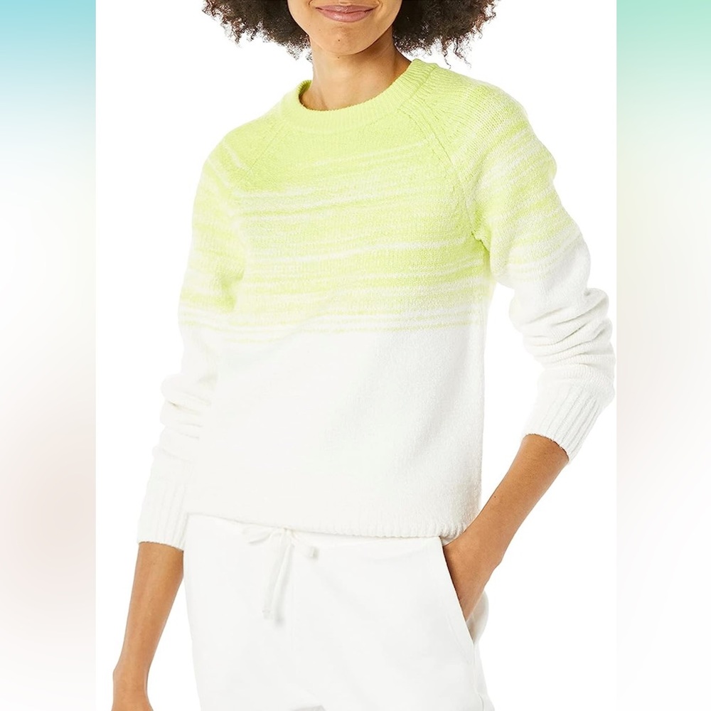 Amazon essentials neon and white sweater, EUC, size XL